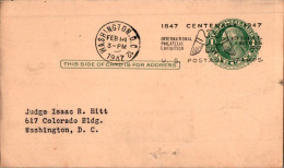 US Postal Stationery 1c Washington 1947 To Judge Hitt  - 1941-60