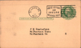 US Postal Stationery 1c St Louis 1926 To Mcpherson - 1921-40