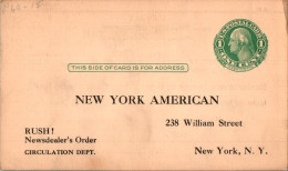 US Postal Stationery 1c To New Tork American  - 1921-40