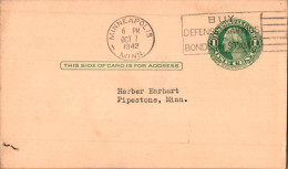 US Postal Stationery 1c Minneapolis 1942 Schummers School Service - 1941-60
