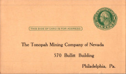 US Postal Stationery 1c Tonopah Mining Company Of Nevada Philadelphia - 1921-40