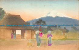 R105405 Mountain. House. People. Painting. Postcard - Mundo