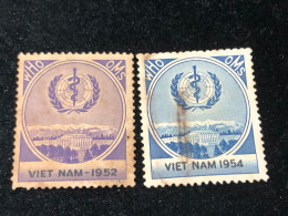 Vietnam South Stamps Before 1975(wedge PAPER 1954) 2 Pcs 2 Stamps Quality Good - Collezioni