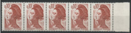 N° 2179d (x5) Cote 75 € BANDE DE PHOSPHORE Très Déplacée Au Milieu Du Bonnet Phrygien 10 Ct Liberté Voir Suite - Unused Stamps