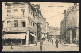 AK Charleroi, Rue Neuve, Strassenpartie  - Charleroi