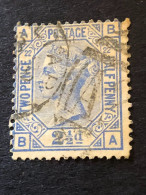 GREAT BRITAIN  SG 157  2½d Blue, Plate 22, Imp Crown Wmk  CV £45 - Oblitérés