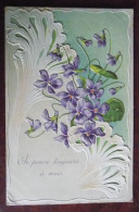 Cpa Art Nouveau " Je Pense Tj à Vous " - Fleurs - Relief Gaufré - Flowers