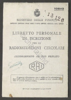 RAI - Libretto Di Isrcrizione Per Radioaudizioni - Abbonamento Privato - 1945 - Non Classés