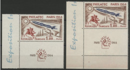N° 1422 + 1422d (FOND ROSE) Cote 100 € Neufs ** (MNH) PHILATEC PARIS 1964 TB - Unused Stamps