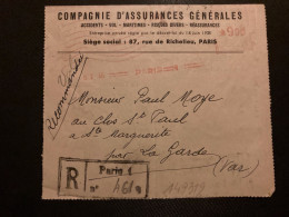 CLR PROVISOIRE COMPAGNIE D'ASSURANCES GENERALES EMA C 0761 à 9 00 Du 8 I 46 PARIS 1 - 1921-1960: Période Moderne