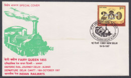 Inde India 1997 Special Cover Fairy Queen 1855, Train, Trains, Rail, Railway, Railways, Steam Engine, Pictorial Postmark - Covers & Documents