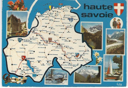 74 - Carte Contour Géographique Du Département De La HAUTE SAVOIE  ( Timbre Sabine + Liberte Gandon  Non Obliteres ) - Landkarten