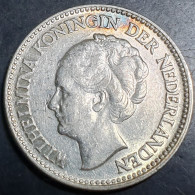 Netherlands 1/2 0.5 Gulden Wilhelmina 1930 Silver Original Luster + Toning - 1/2 Gulden