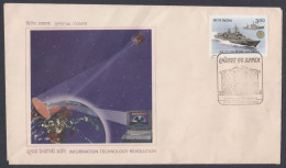 Inde India 1999 Special Cover Information Technology Revolution, Satellite, Space, Computer, Pictorial Postmark - Brieven En Documenten