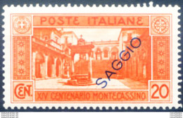 Regno. Montecassino 20 C. 1930. Saggio. - Errors And Curiosities