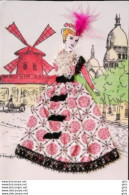 CP - Illustrateur - Coudurier - Carte Brodée Et Tissu - Moulin Rouge (création Francépoque) - Altri & Non Classificati