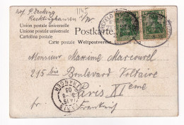 Postkarte 1903 Bahnpost Krefeld Hamm Westf ZUG 278 Gruss Aus Essen Kaiser Wilhelm Denkmal Paire Germania - Lettres & Documents