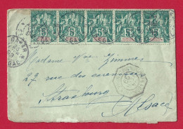 !!! SÉNÉGAL, LETTRE DE DAKAR PAR PAQUEBOT LIGNE BUENOS AIRES À BORDEAUX POUR L'ALSACE DE 1899, BEL AFFRANCHISSEMENT - Briefe U. Dokumente