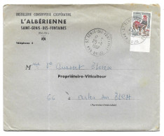 Saint Genis Des Fontaines, Enveloppe à Entête De La Distillerie Conserverie Coopérative L'albérienne - Cartas & Documentos