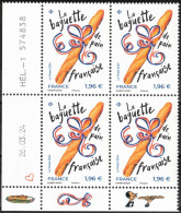FRANCE 2024 - Bloc De 4 Coin Daté  - La Baguette De Pain -  Inscrite Au Patrimoine Immatériel De L’Unesco -  Neuf ** - Unused Stamps