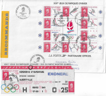 1992 Cérémonie D'ouvertute Des Jeux Olympiques D'Hiver D'Albertville : Billet D'Entrée + Lettre Recommandée Du 8 Février - Invierno 1992: Albertville