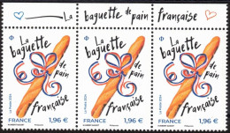 FRANCE 2024 - La Baguette De Pain  Inscrite Au Patrimoine Immatériel De - Bande De 3 Haut De Feuille Avec Texte  - ** - Unused Stamps
