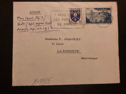 LETTRE Par Avion Pour La MARTINIQUE TP NICE 10F + SAINTONGE 5F OBL.MEC.16-3 1957 PARIS TRI ET DISTRIBUTION N°16 - 1921-1960: Periodo Moderno