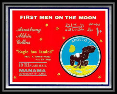 694 Manama MNH ** Mi Bloc N° 37 First Men On The Moon Landing Of Apollo 11 Non Dentelé (Imperf) - Asie