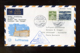 "DAENEMARK" 1968, Erstflugbrief LH 206/207 "Kopenhagen-Stuttgart" (L2056) - Airmail