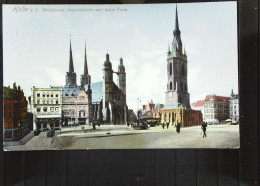 AK Von Halle (Saale) Mit Marktplatz, Marienkirche Und Roter Turm M. Bahnpost-Stpl. V. 18.7.1929 Mit 8 Pfg Ebert Knr: 412 - Halle (Saale)