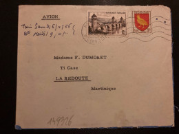 LETTRE Par Avion Pour La MARTINIQUE TP CAHORS 12F + AUNIS 3F OBL.MEC.6-10 1956 PARIS VII - Tarifas Postales