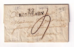 Lettre 1818 Bordeaux Gironde Pour Bergerac Dordogne - 1801-1848: Précurseurs XIX