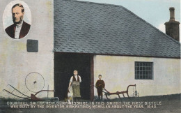 Courthill Scottish Smithy First Victorian Bicycle & Inventor Old Postcard - Boerderijen