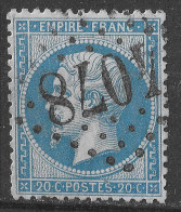 Lot N°102 N°22,Oblitéré GC 4078 VALENCIENNE(57), Indice 1 - 1862 Napoleone III