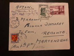 LETTRE Par Avion Pour La MARTINIQUE TP PETRARQUE 8F + BORDELAISE 6F + COMTAT VENAISSIN 1F OBL.9-2 1957 PARIS VII - Storia Postale