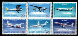 Rumänien Romana 1976 - Mi.Nr. 3343 - 3348 - Postfrisch MNH - Flugzeuge Airplanes - Avions