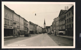 AK Mattighofen A. Donau, Strassenansicht Mit Tabak-Verlag Und Kirche Im Hintergrund  - Otros & Sin Clasificación