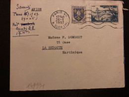 LETTRE Par Avion Pour La MARTINIQUE TP NICE 10F + SAINTONGE 5F OBL.MEC.26-1 1957 PARIS VII - Cartas & Documentos