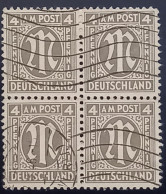 Germany,Bizone,block Of 4 Pf.,cancel,as Scan - Lettres & Documents