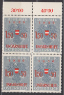 1956 , Ungarische Flüchtlinge - Ungarnhilfe (1) ( Mi.Nr.: 1030 ) 4-er Block Postfrisch ** - Nuovi