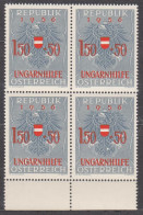1956 , Ungarische Flüchtlinge - Ungarnhilfe (2) ( Mi.Nr.: 1030 ) 4-er Block Postfrisch ** - Unused Stamps