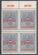 1956 , Ungarische Flüchtlinge - Ungarnhilfe (4) ( Mi.Nr.: 1030 ) 4-er Block Postfrisch ** - Unused Stamps