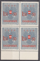 1956 , Ungarische Flüchtlinge - Ungarnhilfe (4) ( Mi.Nr.: 1030 ) 4-er Block Postfrisch ** - Unused Stamps