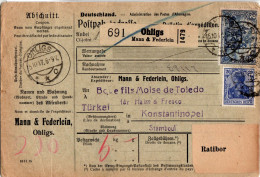 Deutsches Reich 87II, 95I Auf Brief Paketkarte Nach Constantinopel #GV488 - Other & Unclassified