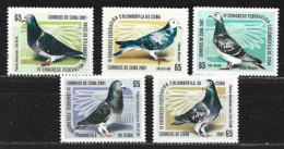 La Colombophilie à Cuba. Série De 5 Timbres Neufs ** - Pigeons & Columbiformes