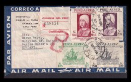 PERU 1953. Nice Airmail Cover To Hungary - Perù