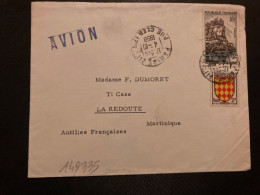 LETTRE Par Avion Pour La MARTINIQUE TP BEYNAC 18F + ANGOUMOIS 2F OBL.4-10 1958 PARIS VII - Cartas & Documentos