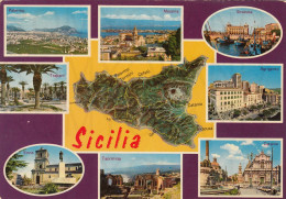 CARTOLINA  C16 SICILIA-ENNA-TRAPANI-PALERMO-MESSINA-SIRACUSA-AGRIGENTO-CATANIA-TAORMINA-BELLA ITALIA,VIAGGIATA 1972 - Messina