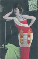 Cr626  Cartolina Donnina Lady Woman Bandiera Militare Svizzera Helvetia 1906 - Other & Unclassified