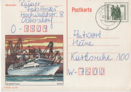 Germany Deutschland DDR 1990 Post Card, MS "Arkona" Rostock, Ship Ships Schiff Schiffe, Canceled In Olbersdorf - Postkaarten - Ongebruikt